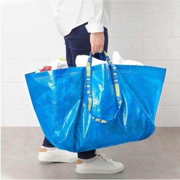 IKEA (Set of 10) NWT Frakta Shopping Bag Large Size Sturdy Grocery Laundry - Picture 2 of 11